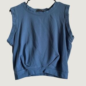 Arrive Guide Womens Blue Sleeveless Muscle Sweatshirt Tank Top Size M Gym